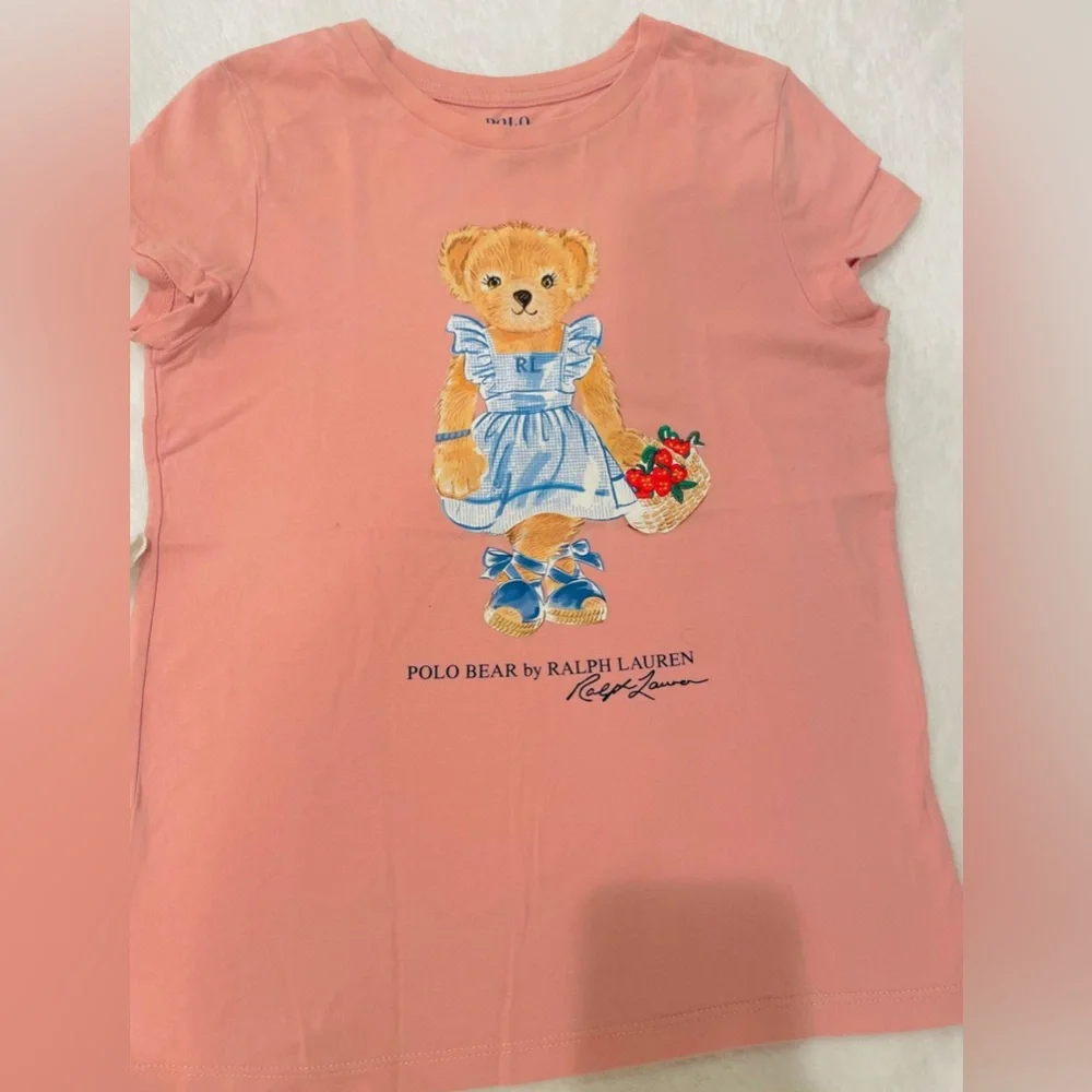 3 Polo Ralph Lauren Girls T-shirt Tops Polo Bear - (Size M 8/10) - Picture 5 of 12